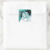 Sticker Carré Couple de baiser rétro (Sac)