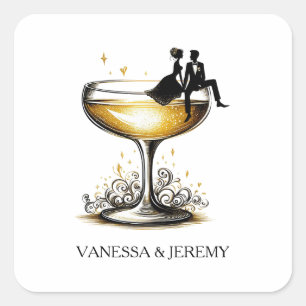 Sticker Carré Couple de Champagne