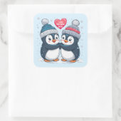 Sticker Carré Couple de pingouin (Sac)