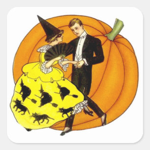 Sticker Carré Couple d'Halloween