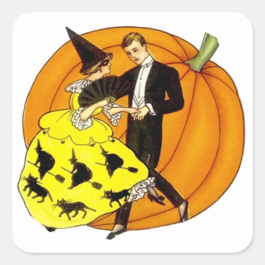 Sticker Carré Couple d'Halloween (Devant)