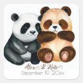 Sticker Carré Couple d'ours mignon | Mariage romantique (Devant)