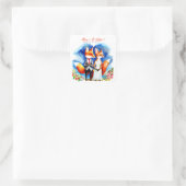 Sticker Carré Couple Fox mou | Mariage romantique (Sac)