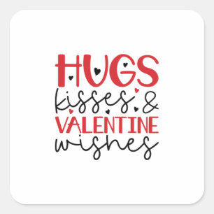 Sticker Carré Couple Gift Hugs Kisses Wishes
