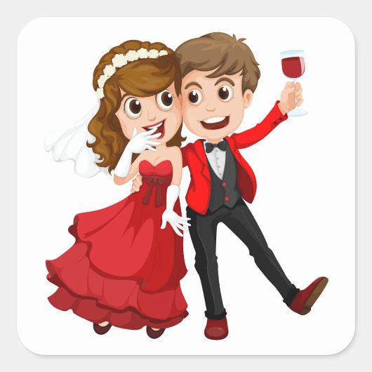 Sticker Carré Couple mariage