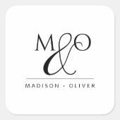 Sticker Carré Couple Néerlandais Ampersand Monogramme Enveloppe  (Devant)