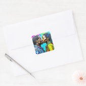 Sticker Carré Couple noir embrasser dans l'amour (Enveloppe)