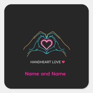 Sticker Carré Couple Réaliste de Luxe Se Tenant la Main Bague en
