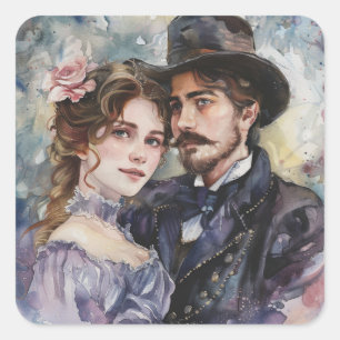 Sticker Carré Couple Victorien