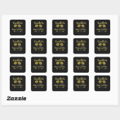 Sticker Carré Couples élégants Black Gold Baisers Joint Annivers (Feuille)