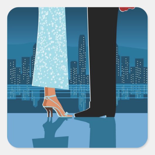 Sticker Carré Couples romantiques dans la ville (Devant)