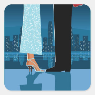 Sticker Carré Couples romantiques dans la ville