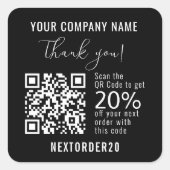 Sticker Carré Coupon de réduction QR Code Business Black Merci (Devant)