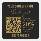 Sticker Carré Coupon de remise QR Code Business Gold Merci (Devant)