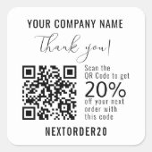 Sticker Carré Coupon de remise QR Code Business White Merci (Devant)