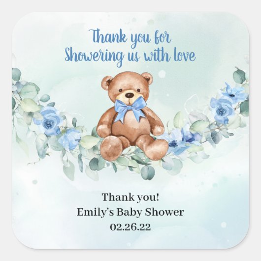 Sticker Carré Courbe d'eucalyptus bleu poussiéreux (Devant)