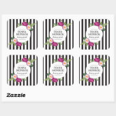 Sticker Carré Courbe Florale moderne rayée (Feuille)