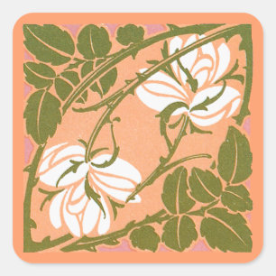 Sticker Carré Courber l'autocollant rose de tiges