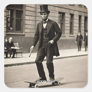 Sticker Carré Coureur de skateboard Cool Imaginaire