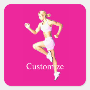 Sticker Carré Coureuse féminine en forme Thunder_Cove