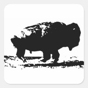 Sticker Carré Courir Buffalo Bison Pop Art