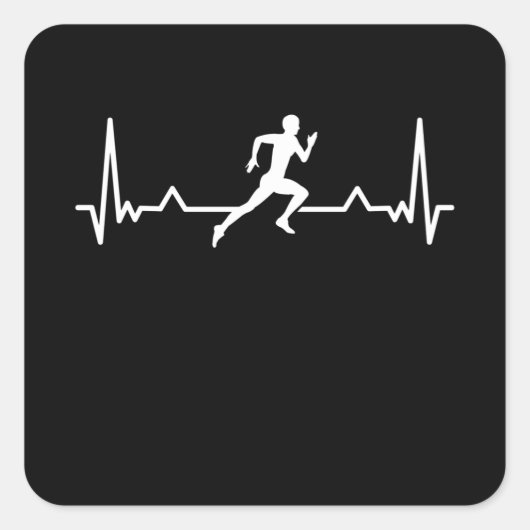 Sticker Carré Courir Heartbeat Runner Drôle Cadeau (Devant)