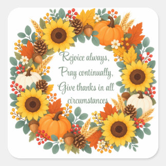 Sticker Carré Couronne d'automne 1 Thess 5:16-18