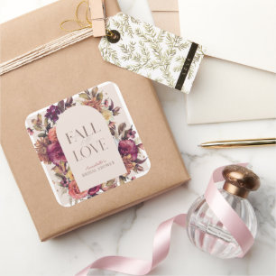 Sticker Carré Couronne d'automne Tombez amoureux Arche Rose Fête