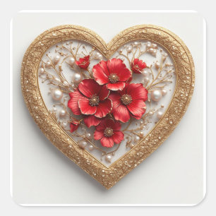 Sticker Carré 🌹 Couronne de cœur romantique pour les faveurs de