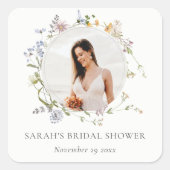 Sticker Carré Couronne de fleurs champêtres rustiques pour maria (Devant)