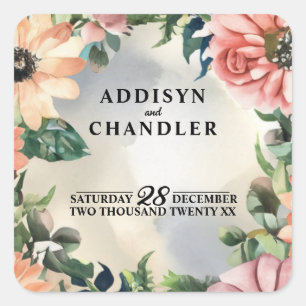 Sticker Carré Couronne de jardin sereine : Élégance florale past