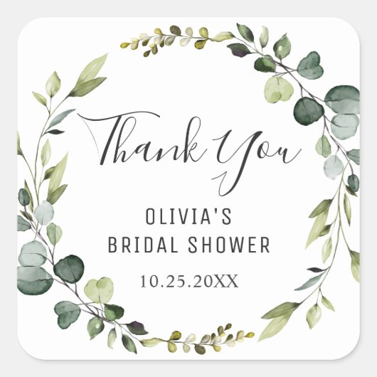 Sticker Carré Couronne de mariage bohème eucalyptus moderne (Devant)