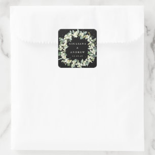 Sticker Carré Couronne de mariage élégante à base de snowberry n