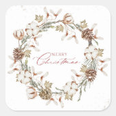 Sticker Carré Couronne de Noël minimaliste (Devant)
