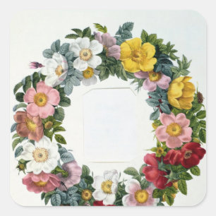 Sticker Carré Couronne de Rose, Frontispiece pour 'Les Roses