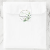 Sticker Carré Couronne de verdure blanche personnalisée Merci  (Sac)