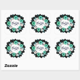 Sticker Carré Couronne Fleurs de mariage Arrangement floral Affr