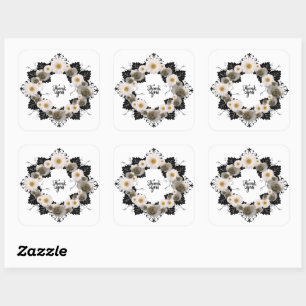 Sticker Carré Couronne Fleurs de mariage Arrangement floral Affr