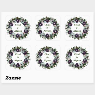 Sticker Carré Couronne Fleurs de mariage Arrangement floral Affr