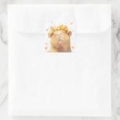 Sticker Carré Couronne florale de capybara (Sac)
