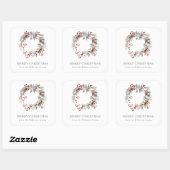 Sticker Carré Couronne florale hivernale argentée rustique  (Feuille)