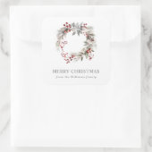 Sticker Carré Couronne florale hivernale en argent rustique (Sac)