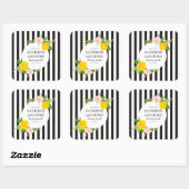 Sticker Carré Couronne florale minimale Salon de beauté rayé (Feuille)