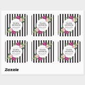 Sticker Carré Couronne florale moderne rayée (Feuille)