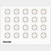 Sticker Carré Couronne florale violet vert Monogramme (Feuille)