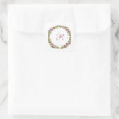 Sticker Carré Couronne florale violet vert Monogramme (Sac)