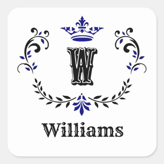 Sticker Carré Couronne Monogramme 'W' (Devant)
