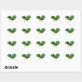 Sticker Carré Couronnes de Brocoli vert sur blanc (Feuille)