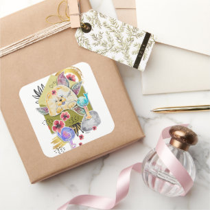 STICKER CARRÉ COURRIER COURRIER CHOSE-COURRIER