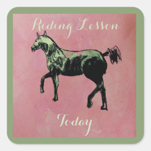 Sticker Carré cours d'équitation ou personnaliser cheval